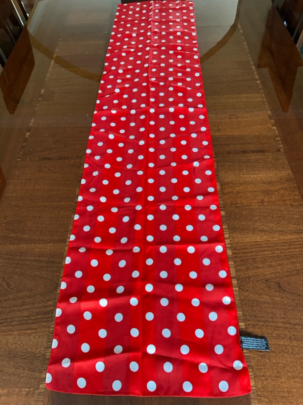 Red and White Polka Dot Scarf Korean 13“ x 57“ - Picture 6 of 9